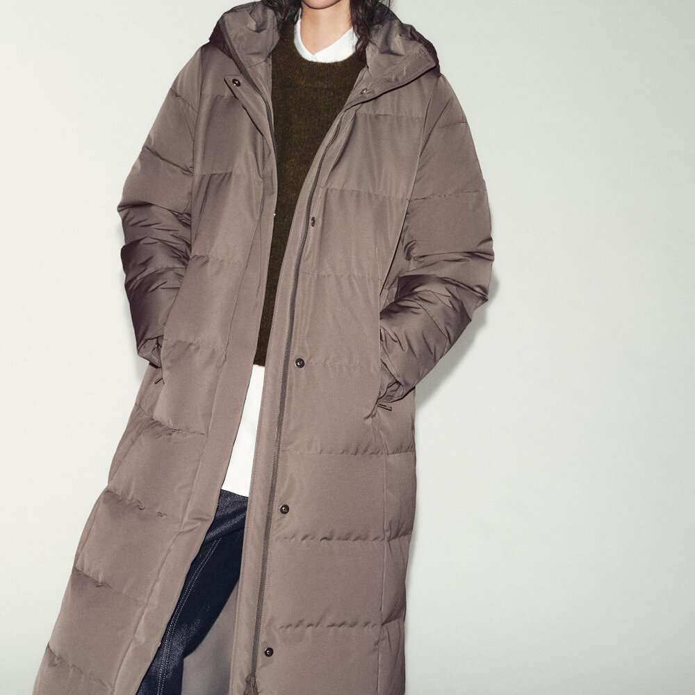 Zara WATER-REPELLENT WINDPROOF DOWN JACKET WITH HOODIE MINK 0/3046/229 - Picture 2 of 7